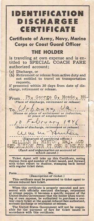 Discharge Travel Certificate